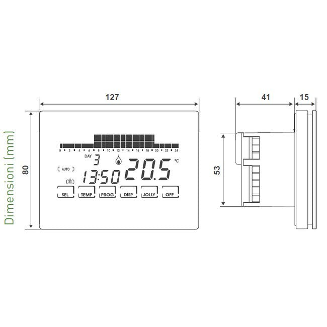 CH193 Ultra-slim touchscreen chronothermostat with weekly programming at 230V Fantini Cosmi