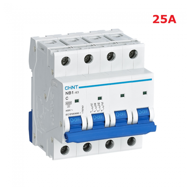Disjoncteur 25 A NB1 C25 4P 6 kA
