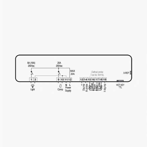Digital controller for chillers with compressor stop defrost XW20L - DIXELL