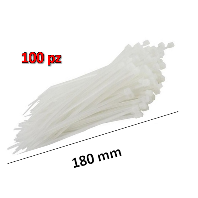 Colliers de serrage en nylon, 180 mm de long - lot de 100