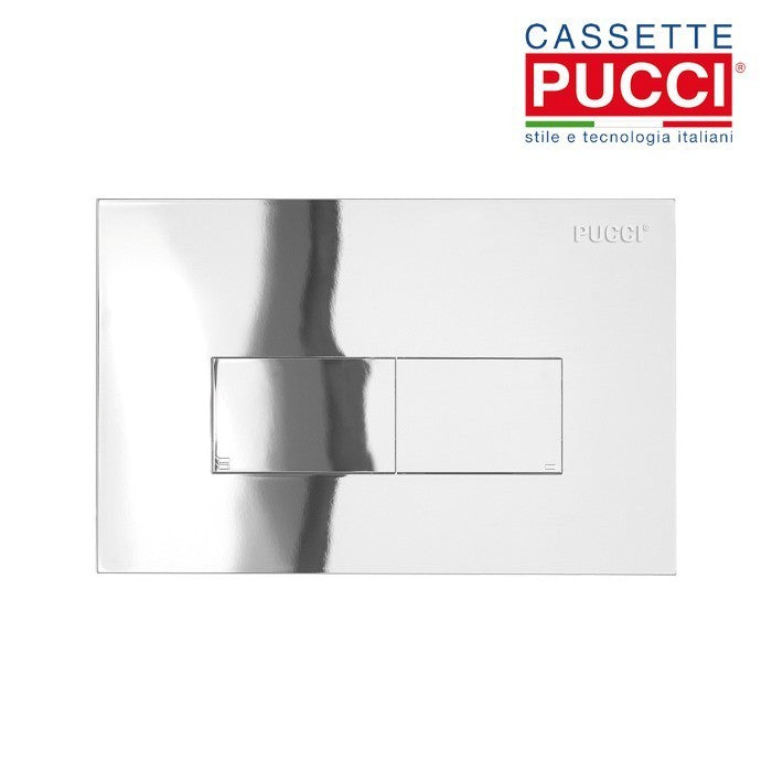 Pucci - Plaque chromée double bouton ECO avec cadre et porte - 80179562