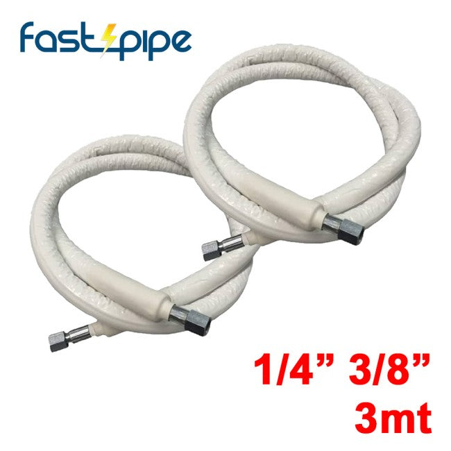 Tuyaux FAST PIPE, paire 1/4'' et 3/8'', longueur 3 m, pré-évasés, raccordés