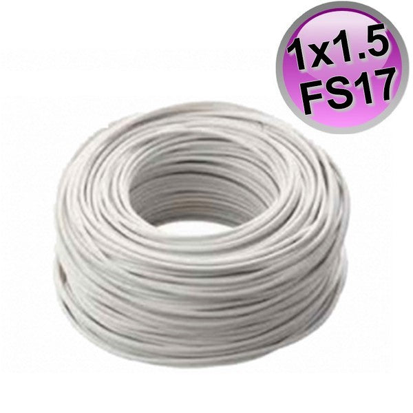 Câble électrique monoconducteur FS17 - 1 x 1,5 mm² Blanc - Rouleau de 100 m