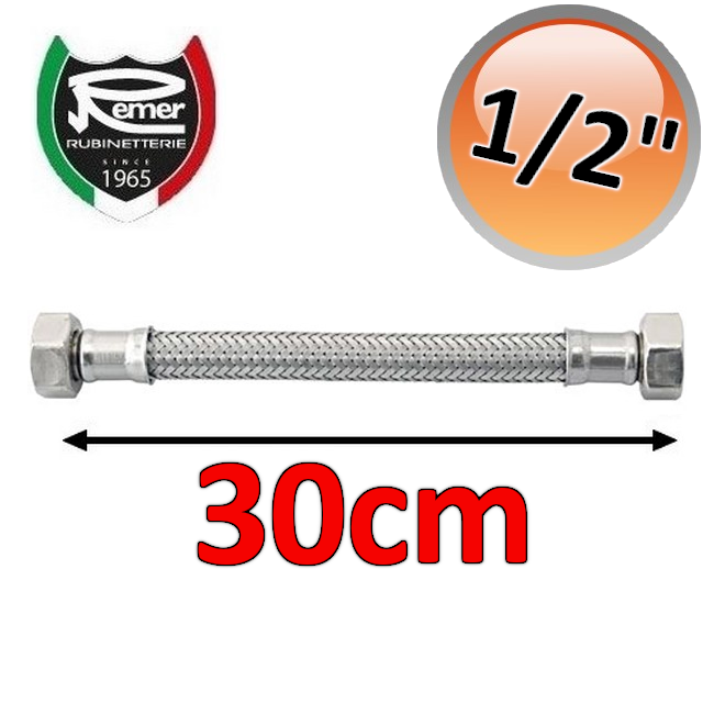 Flexible Hose - 30 cm - 1/2'' Female to Female with 7-wire aluminum alloy braid