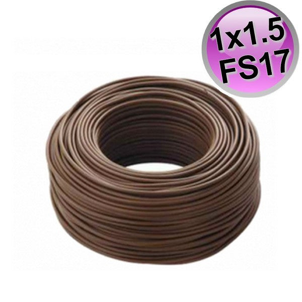 Câble électrique monoconducteur FS17 - 1 x 1,5 mm² - Marron - Rouleau de 100 m