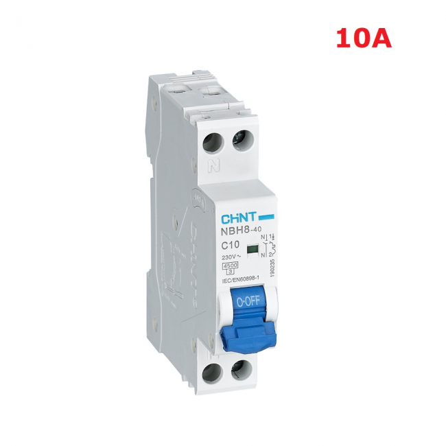 Disjoncteur 10 A NBH8-40 C10 1P + N, 4,5 kA