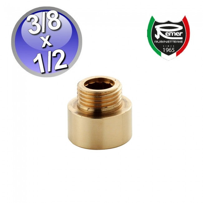 Extension réduite de m 3/8 x f 1/2 en laiton jaune