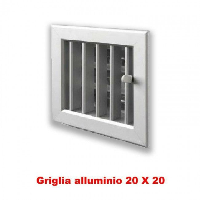 Ventilation grille 20x20 cm Adjustable ALUMINIUM with D.120 adapter for fireplaces