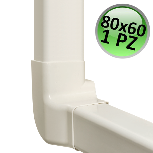 Raccord d'angle vertical droit pour goulotte de câbles 80x60 mm - 1 pièce