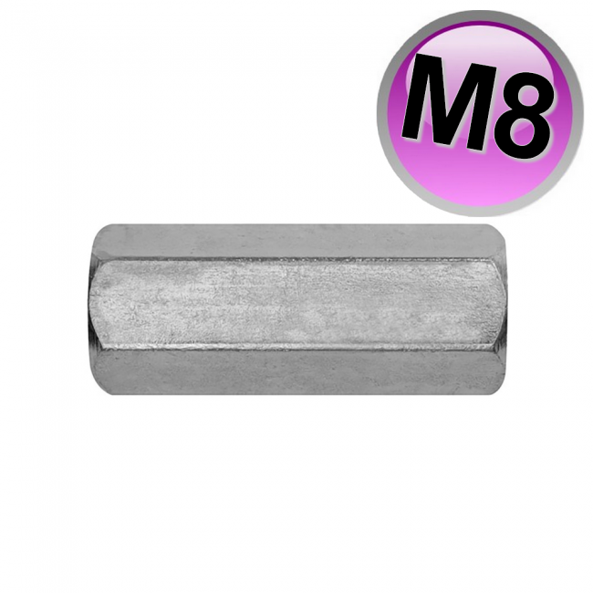 Écrou hexagonal pour manchon fileté M8x40 mm en acier zingué