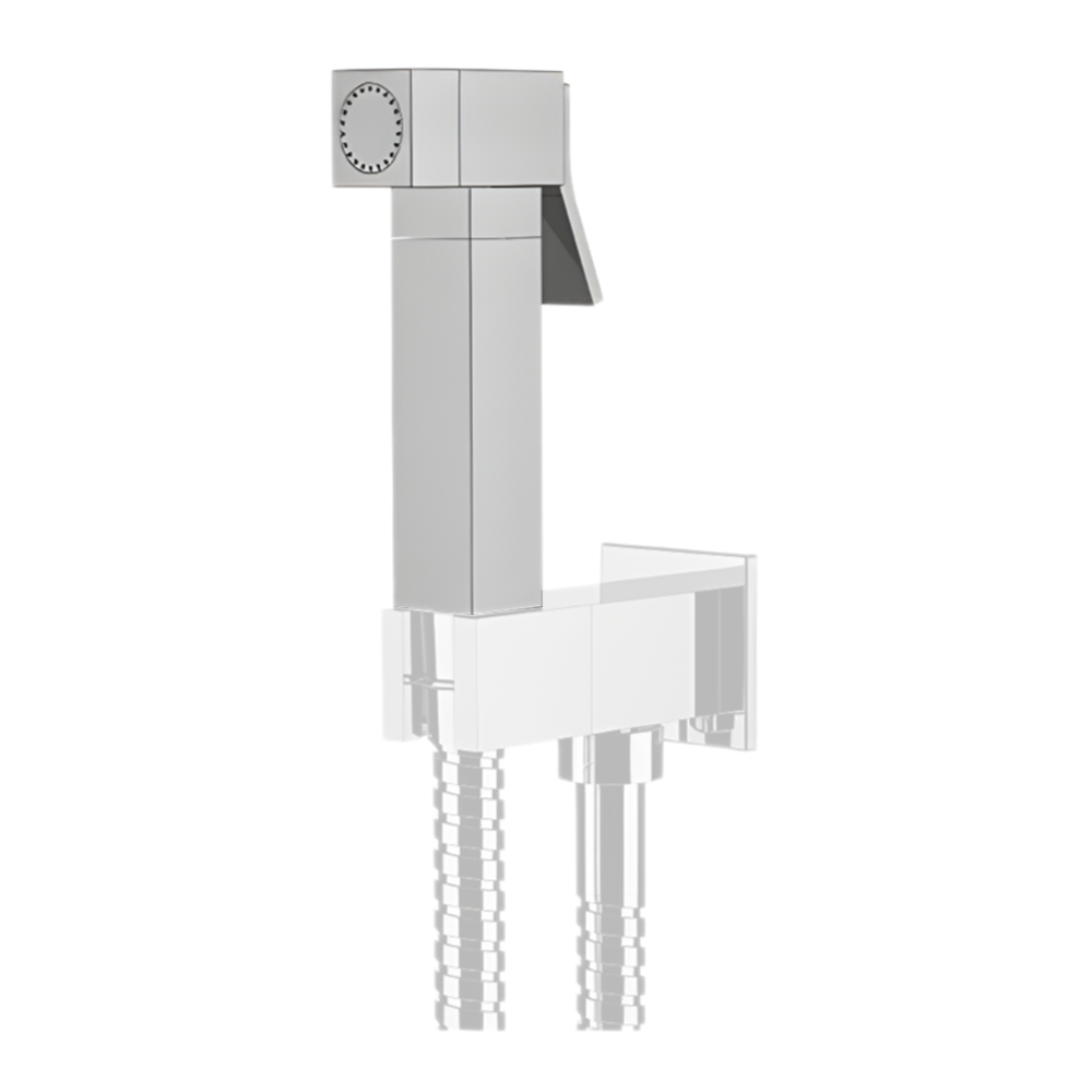Chrome-plated brass square push-button hand shower for hydrobrush
