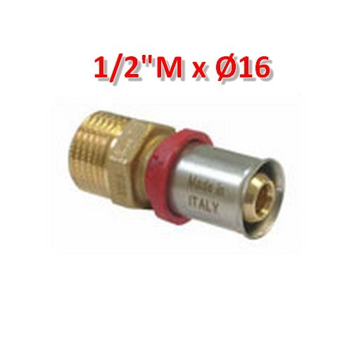 Raccord à sertir multicouche - Raccord mâle droit 1/2'' x Ø 16 mm