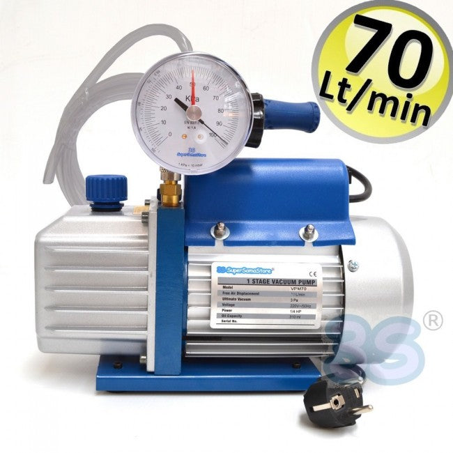 Pompe à vide de 70 l/min avec manomètre et robinet