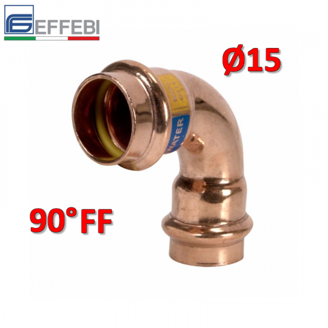 Coude à 90° FF Ø 15 mm - UNICO en cuivre à emboîtement pour eau et gaz