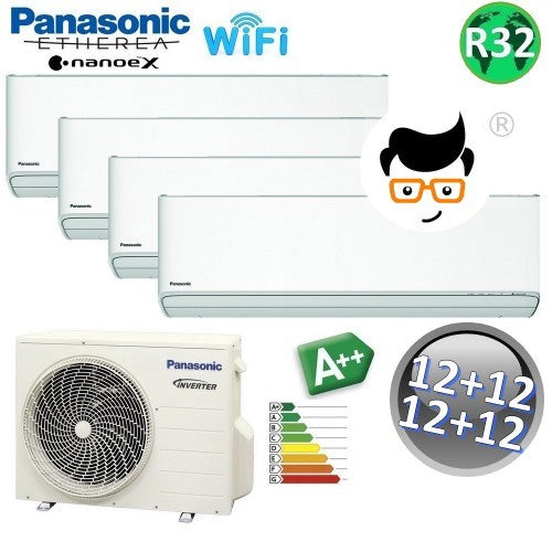 Climatiseur split ETHEREA R32 Panasonic série ZKE - 12+12+12+12 BTU A++ WIFI NanoeX