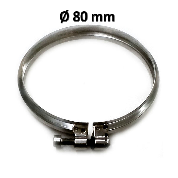 Collier de serrage pour conduit de cheminée Ø 80 mm pour tuyaux et raccords en acier inoxydable 316