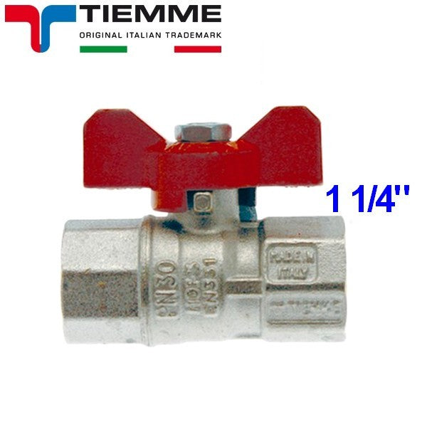 boule à eau Vanne F-F 1''1/4 papillon couleur rouge - TIEMME