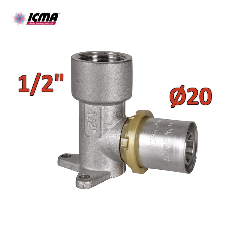ICMA 410 - Coude à sertir avec support 1/2'' femelle x Ø20 SEMPITER®