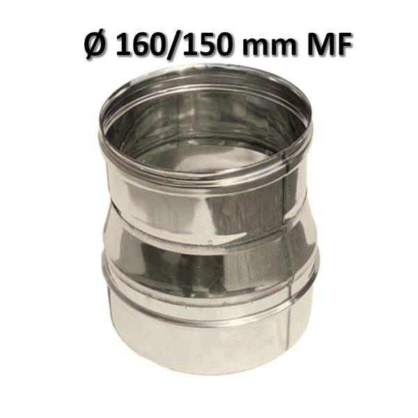 Rallonge de conduit de fumée en acier inoxydable Ø M 160 x F 150 mm