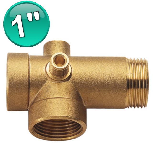 Raccord 5 voies pour pompe à pression L. 92 mm Ø 1'' x 1/4'' - laiton jaune