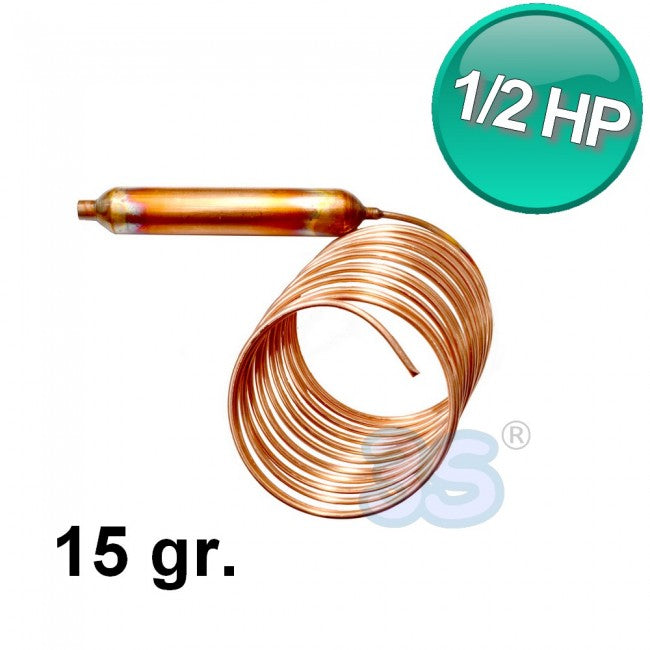 Filtre déshydrateur à eau domestique 15 g avec tube capillaire - Compatible avec les compresseurs de 1/2 CV