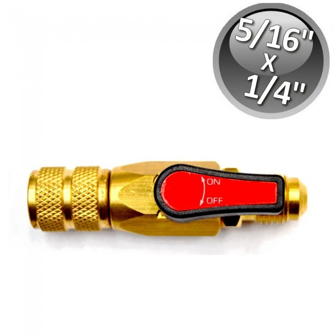 Vanne à bille pour gaz réfrigérant F 1/4'' x M 5/16'' Volant Rouge