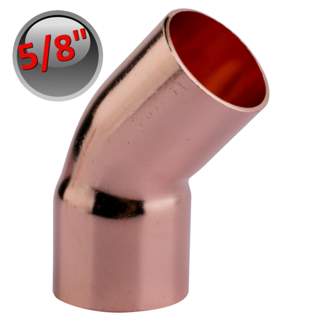 Copper solder elbow 45° 5/8'' - 15.87 mm female - male