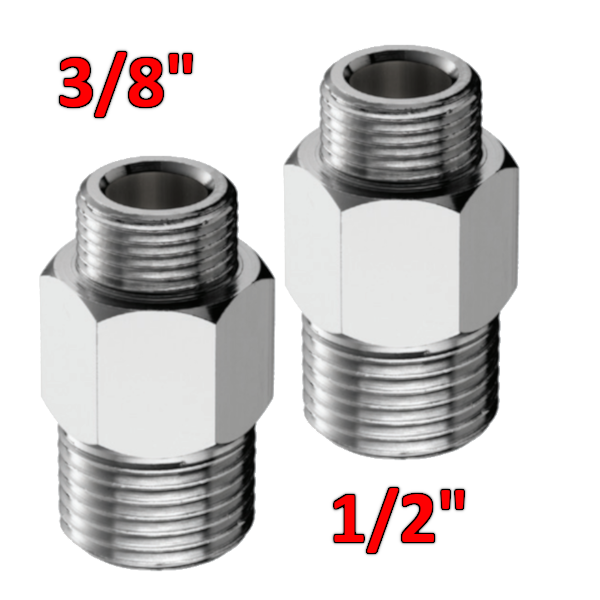 Raccords en laiton chromé 1/2'' x 3/8'' - PAIRE
