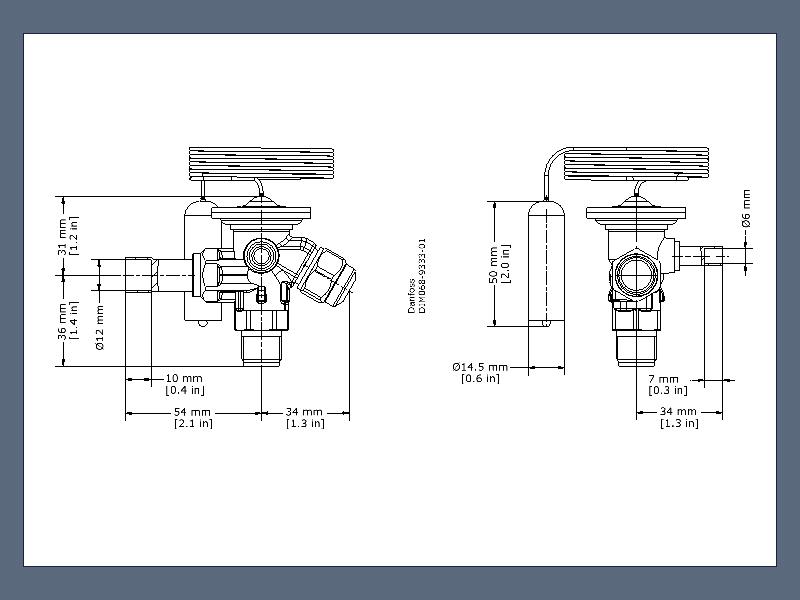Détendeur thermostatique Danfoss TEZ2-S ODS pour gaz R407C - raccords à souder