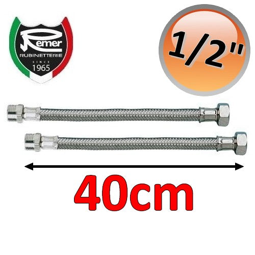 Paire de tuyaux d'arrosage flexibles FLEXITALY de 40 cm - 1/2 mâle femelle
