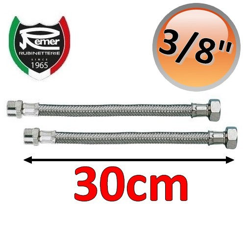 Paire de tuyaux d'arrosage flexibles FLEXITALY de 30 cm - 3/8 mâle femelle