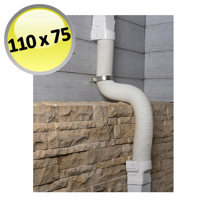 Kit flexible pour raccorder deux canaux à l'aide d'un tuyau de 1 m - 110 x 75