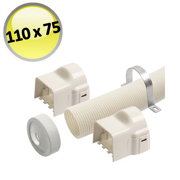 Kit flexible pour raccorder deux canaux à l'aide d'un tuyau de 1 m - 110 x 75
