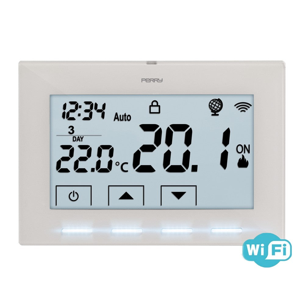 Perry 1TXCR029WIFI - Thermostat programmable Wi-Fi mural, couleur blanche