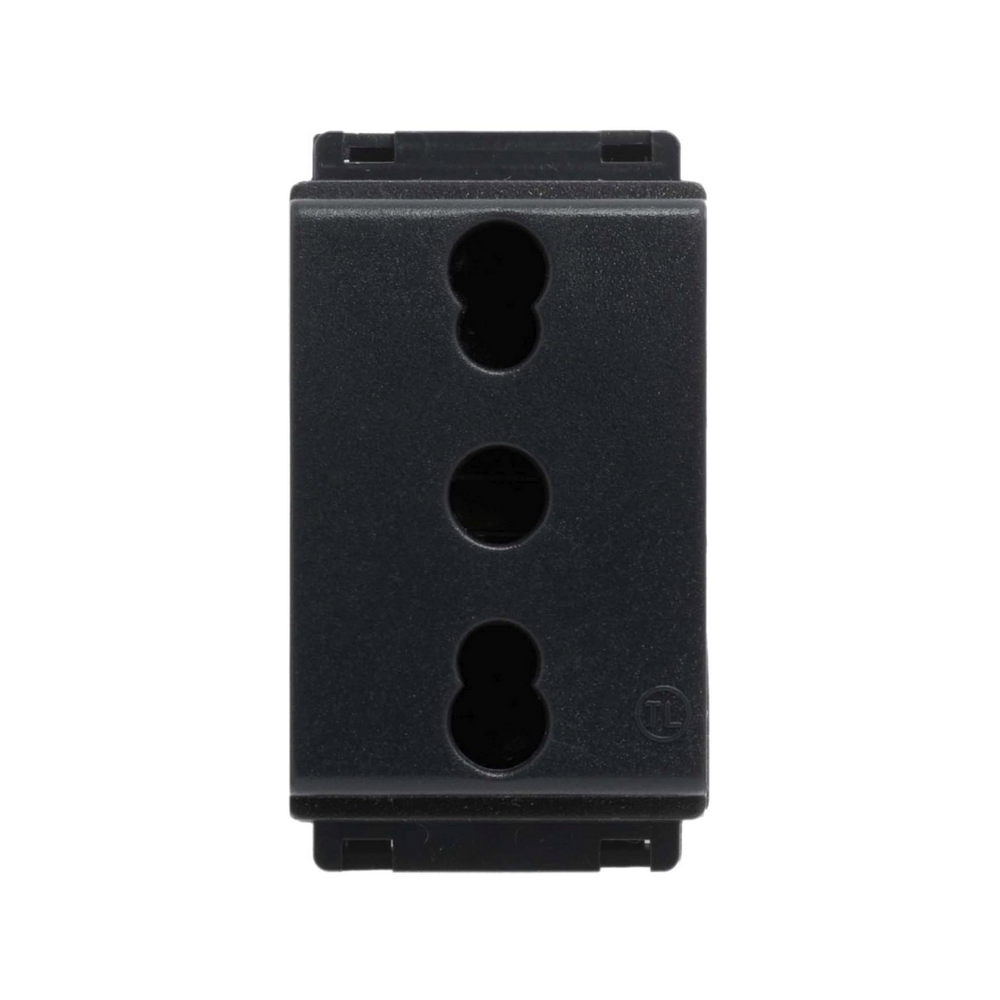 Prise de sécurité double usage noire 2P+T Std It 10/16A 250V compatible avec Bticino Living Classic - Feb Elettrica