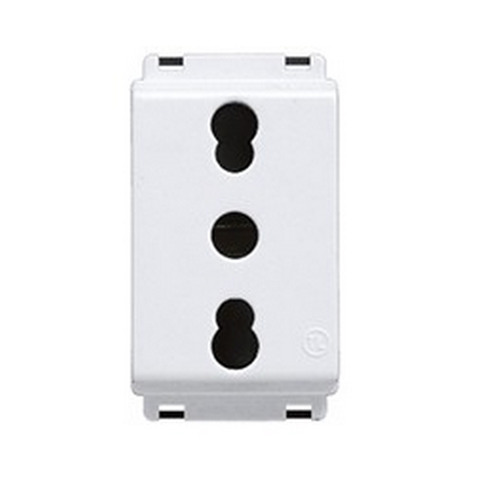Prise de sécurité double usage blanche 2P+T standard 10/16A 250V, compatible avec Bticino Living Classic - Feb Elettrica