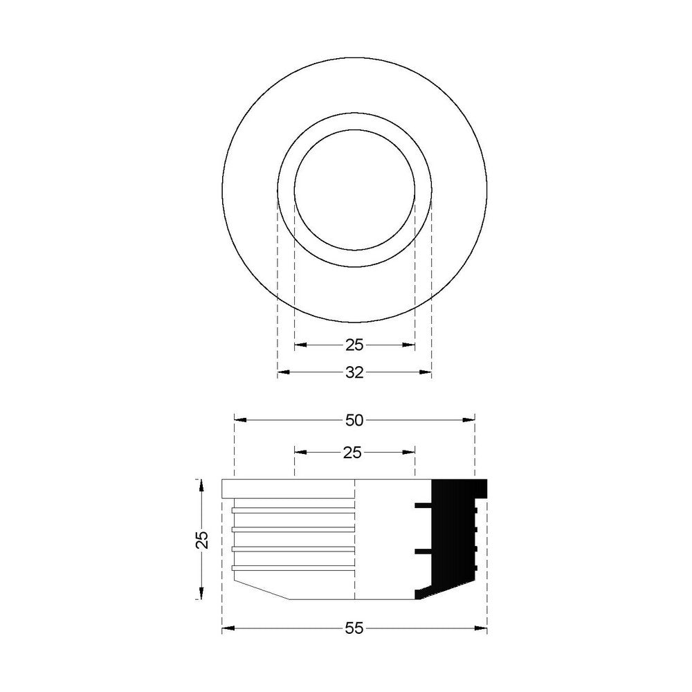 Pince universelle 50 x 26/35 mm pour courbes techniques en Plurex noir