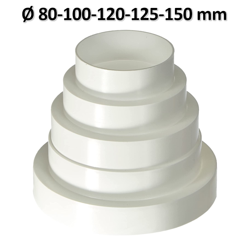 Réducteur en PVC pour hotte aspirante universelle Ø 80 - 100 - 120 - 125 - 150 mm