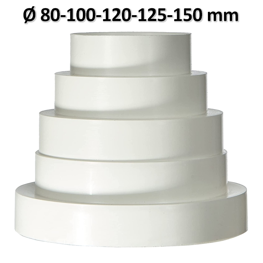 Réducteur en PVC pour hotte aspirante universelle Ø 80 - 100 - 120 - 125 - 150 mm