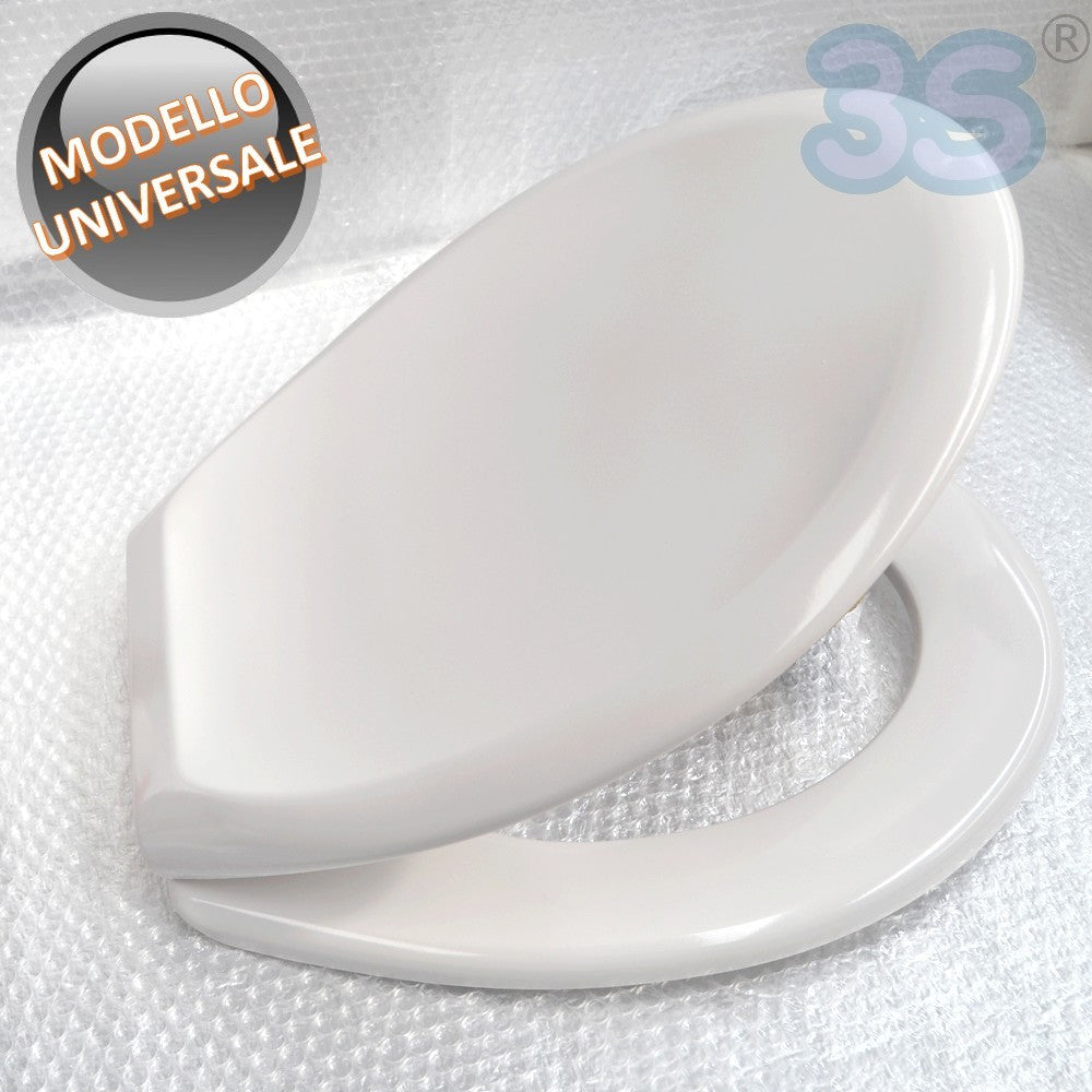 Abattant de toilette compatible, modèle universel blanc européen avec charnières en acier