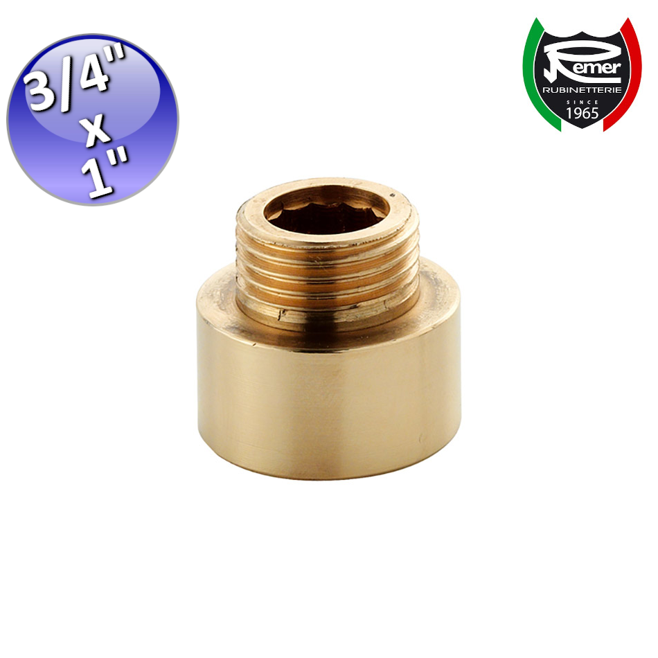 Extension réduite de M 3/4'' x F 1'' en laiton jaune