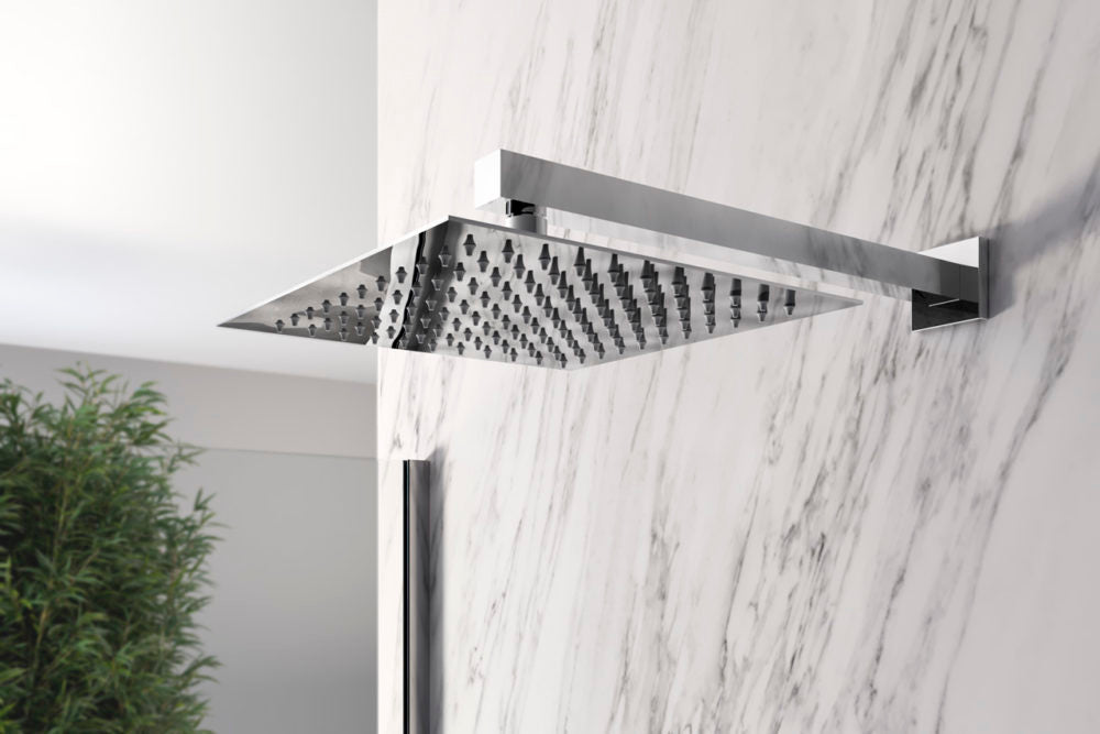 Pommeau de douche carré ultra-mince en acier inoxydable de 25 x 25 cm