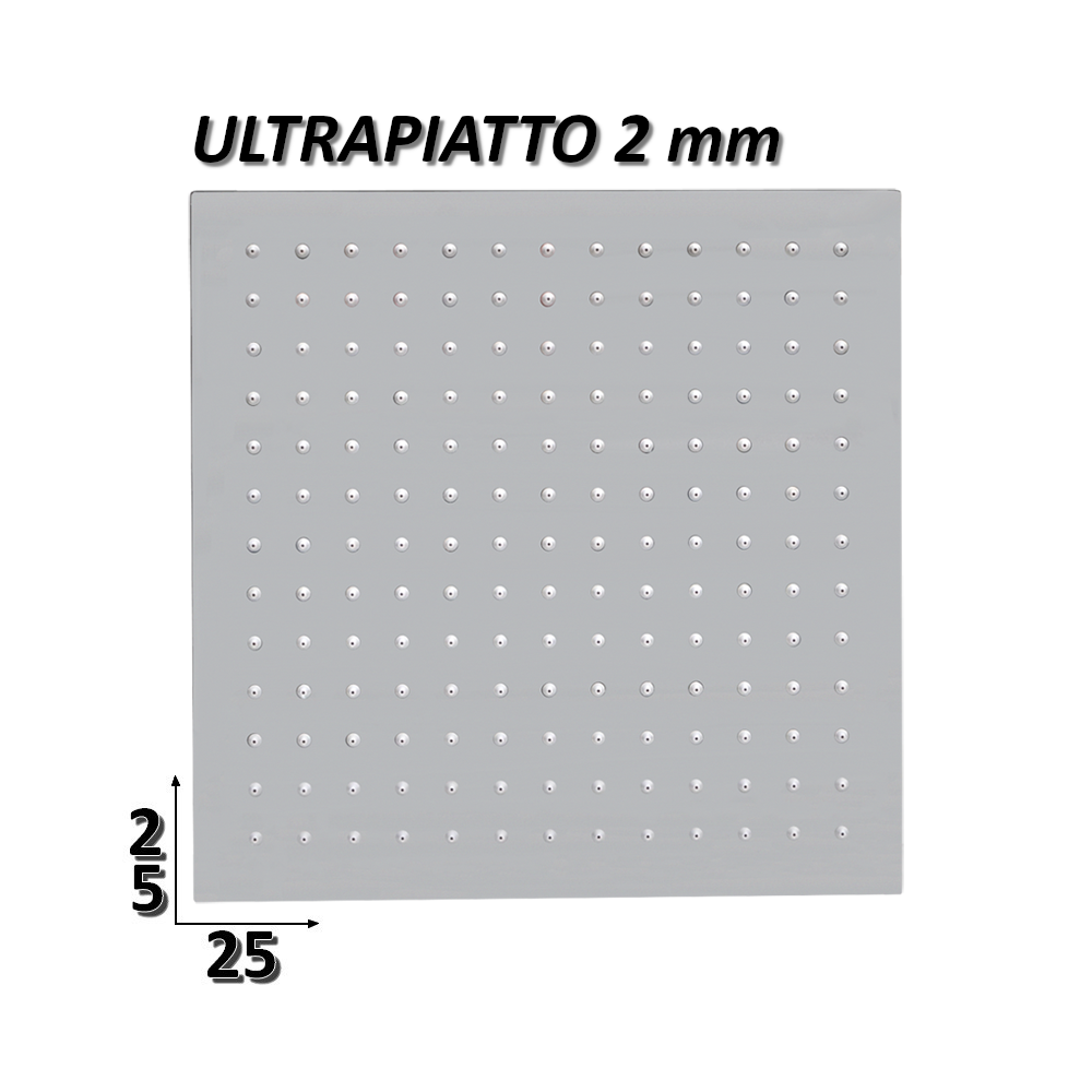 Pommeau de douche carré ultra-mince en acier inoxydable de 25 x 25 cm