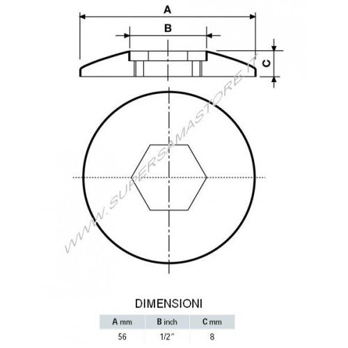 Paire de rosaces chromées avec trou hexagonal de 1/2 pouce