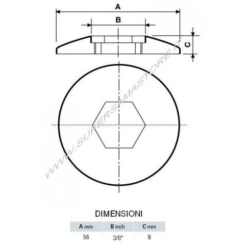 Paire de rosaces chromées avec trou hexagonal de 3/8".