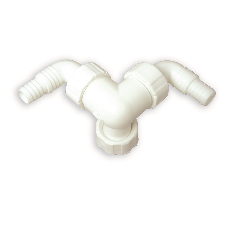 Raccord d'évacuation double pour lave-linge et lave-vaisselle avec raccord pivotant de 1 pouce.