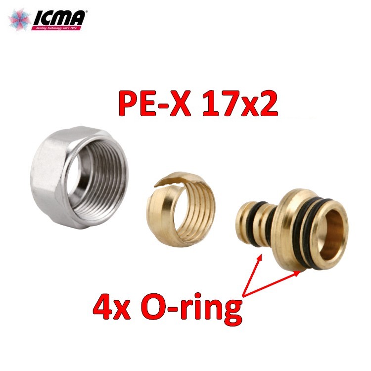 Raccord collecteur ICMA 101 Eurocone pour tuyau PE-XA Ø 17x2 mm avec 4 joints toriques