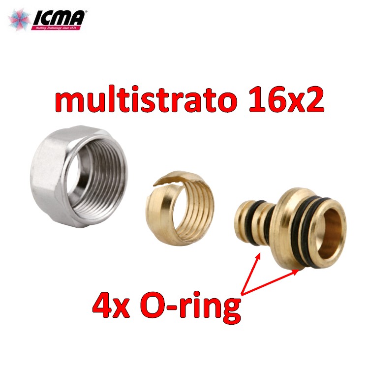 Raccord collecteur ICMA 101 Eurocone pour tuyau multicouche Ø 16x2 mm avec 4 joints toriques