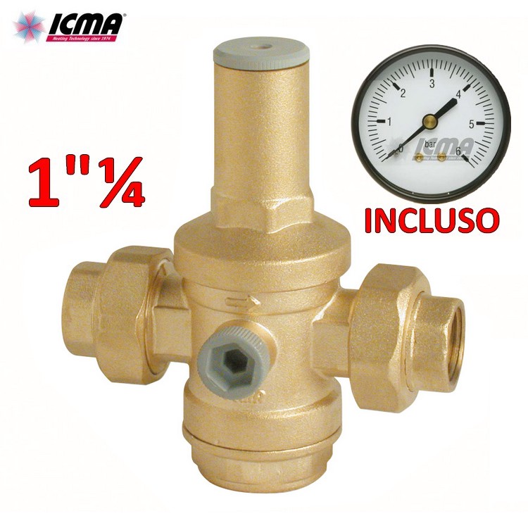 Réducteur de pression d'eau ICMA 1''1/4 F-F manomètre inclus