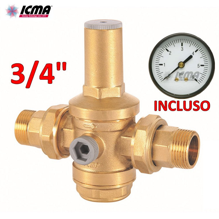 Réducteur de pression d'eau ICMA 3/4'' manomètre M-M inclus